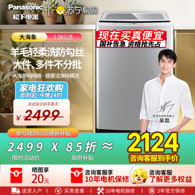 [大海象]松下12KG洗衣机家用大容量全自动波轮一级官方旗舰店K2M1
