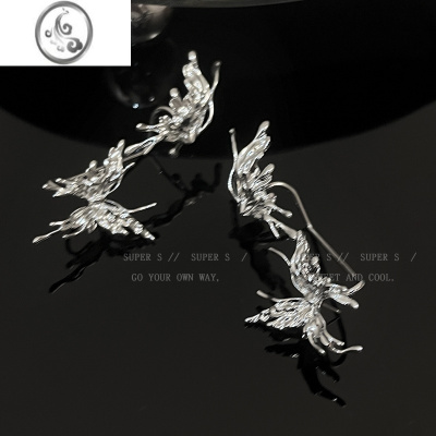 JiMi高级感金属蝴蝶耳骨夹女独特小众设计感耳环气质冷淡风精灵耳饰品