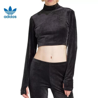 adidas/阿迪达斯三叶草长袖T恤舒适半高领露脐短款女装IT9660 C