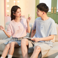 [2.5折价59元]唐狮夏季新款情侣装短袖t恤男日系休闲简约上衣女纯棉宽松潮