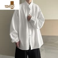 YANXU白色衬衫男长袖秋季新款潮流潮牌休闲宽松日系复古青少年衬衣外套