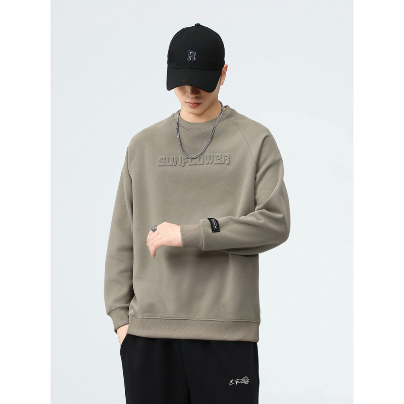 商场同款纯色男士卫衣春秋季宽松百搭男冬装打底衫休闲上衣潮