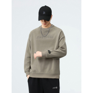 商场同款纯色男士卫衣春秋季宽松百搭男冬装打底衫休闲上衣潮