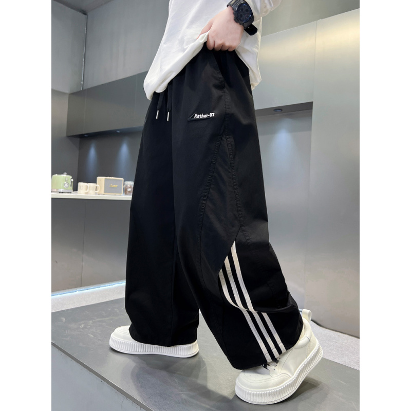 男童春装休闲长裤2026新款中大童阔腿黑色男孩儿童直筒春秋款裤子