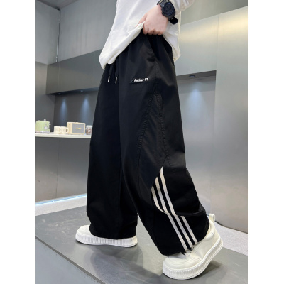 男童春装休闲长裤2026新款中大童阔腿黑色男孩儿童直筒春秋款裤子