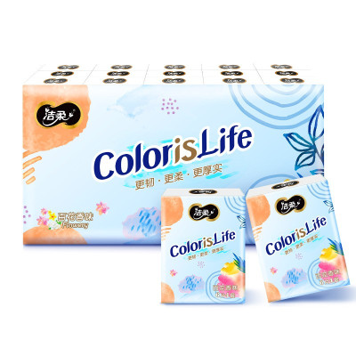 洁柔手帕纸缤纷百花香可湿水洗脸巾餐巾纸迷你便携式面巾纸4层6片30包/条