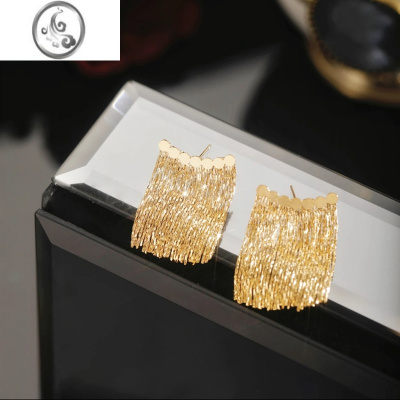 JiMi轻奢小众精致金属链条流苏长情耳环女气质时尚高级感百搭简约耳饰