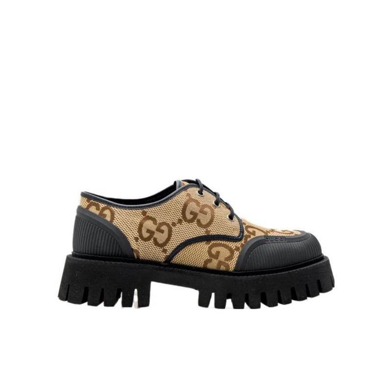 古驰(GUCCI)圆头系带商务休闲鞋男防水防滑锯齿橡胶底户外运动鞋