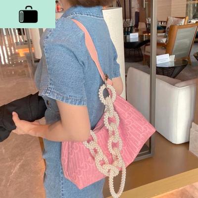 法式腋下包女牛仔珍珠包包2020新款潮网红女包小众设计复古法棍包NEW LAKE女士单肩包