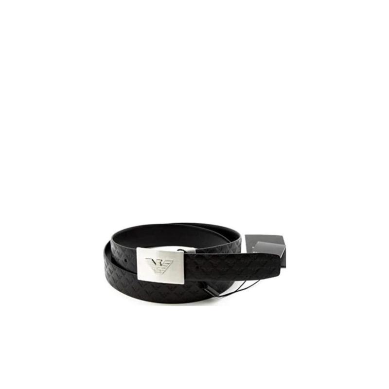阿玛尼(EMPORIO ARMANI)男士徽标纹饰皮带时尚简约宽3.5cm耐磨百