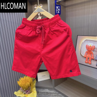HLCOMAN夏季新款韩版糖果色刺绣短裤休闲修身百搭五分裤子男女同款沙滩裤