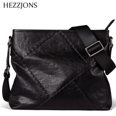 赫泽琼斯HEZZJONS新款男神奢侈品单肩包进口植鞣牛皮个性斜挎包青年时尚英伦背包黑色