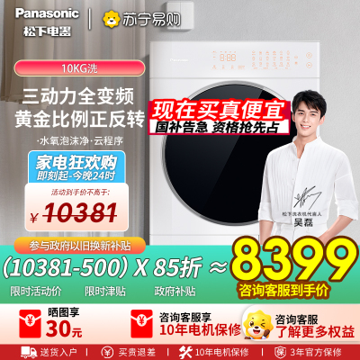 松下(Panasonic)[吴磊同款]白月光Queen女王款 10kg变频热泵烘干机 家用干衣机 全变频NH-X1FR6