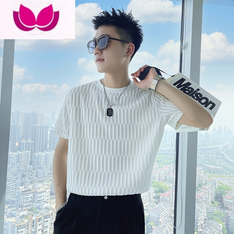 七斓高级感冰丝T恤男ins潮牌夏季衣服短袖2023新款痞帅夏装男装半截袖