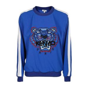 高田贤三(Kenzo)虎头刺绣圆领卫衣女款运动百搭套头衫拼色条纹罗