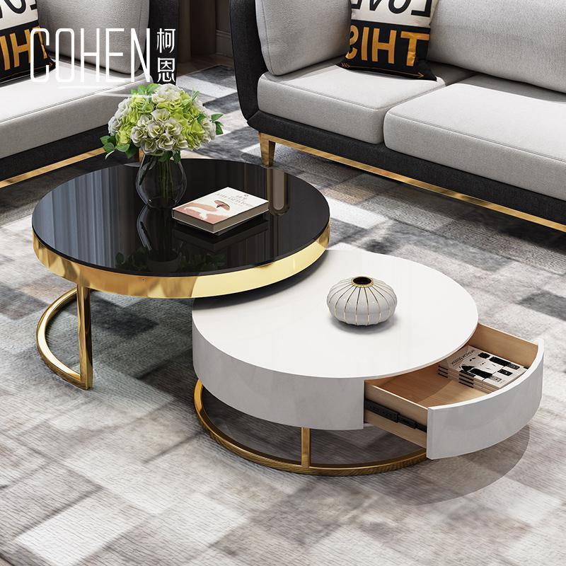 森美人轻奢大理石茶几简约现代2026新款茶几桌圆形家用小户型客厅