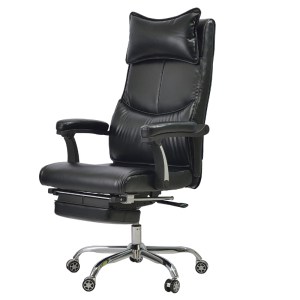绵冠老板办公椅书房电脑椅总裁时尚休闲椅子带腰靠人体工学可躺皮艺椅 班椅（西皮）