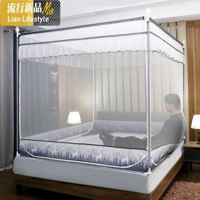 儿童防摔蚊帐烤漆支架1.2/1.5双人家用蒙古包加大加密蚊帐床笠款 三维工匠