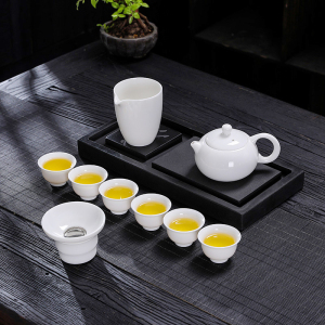 [补贴10%]羊脂玉白瓷茶具套装高档轻奢功夫茶杯办公室盖碗泡茶杯精品茶道