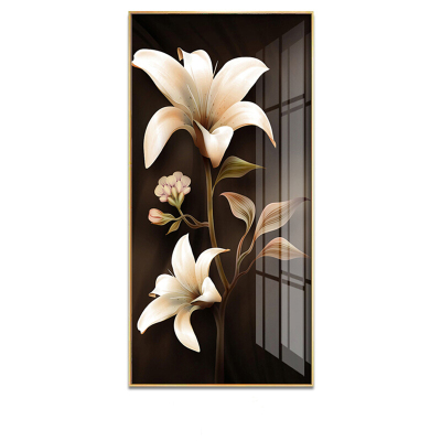 礼氏嘉礼品深色兰花晶瓷画轻奢入户玄关装饰画客厅挂画走廊过道背墙尽头壁画