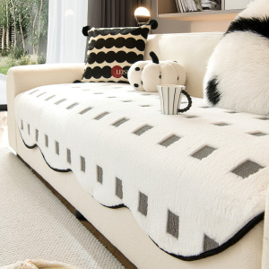 不规则异形沙发垫高级感秋冬2024新款直排毛绒坐垫防滑套罩盖布巾