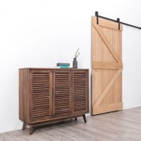 家具 北欧简约原木 榉木 白橡黑胡桃 双开 实木鞋柜XG006