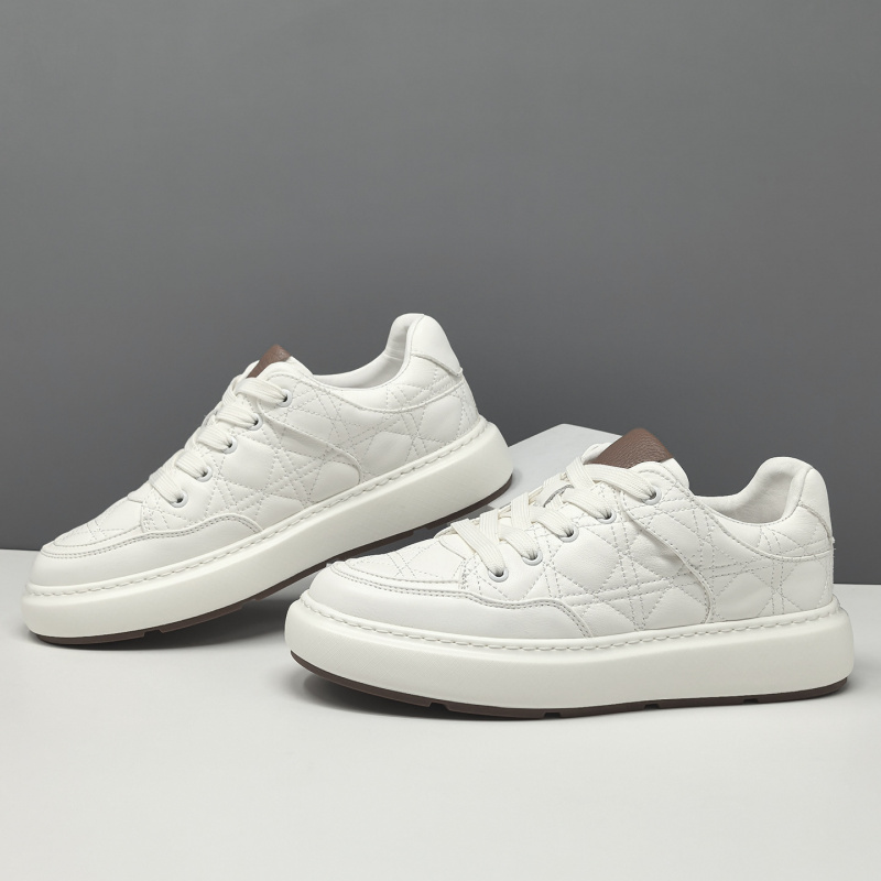 男生真皮厚底板鞋男款潮鞋头层牛皮欧洲站男鞋男士休闲小众增高鞋