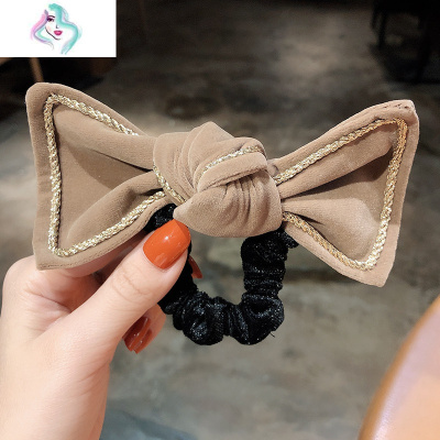 头绳女复古丝绒大蝴蝶结发绳发夹头饰ins网红扎头发皮筋发圈发饰你那么美2#黑色绳