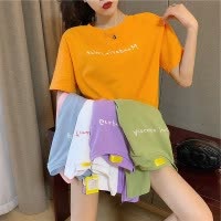 字母印花夏季新款女式短袖T恤女学生休闲上衣服韩国女装