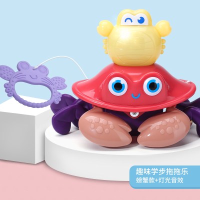 宝宝拖拉玩具幼儿牵引走路神器拉绳小孩手拉学步车儿童拉线手推车升级拖拉玩具音乐灯光-蟹老板