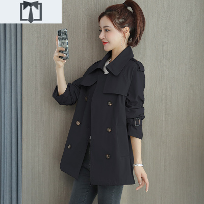 SUNTEK风衣女士双排扣流行春秋休闲宽松时尚显瘦女款翻领大衣外套气质潮风衣