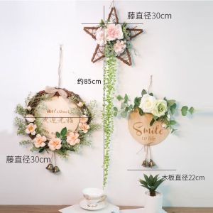 维诺亚定制挂牌欢迎光临营业玻璃门提示木牌墙面上遮瑕装饰铃铛花环挂件