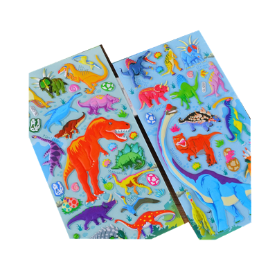 儿童3D立体熊猫泡泡贴泡棉贴幼儿卡通贴纸学生奖励DIY装饰粘贴画男女孩宝宝贴纸画5号(4张一套)