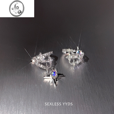 JiMiyyds闪钻星芒耳夹女无耳洞耳骨夹不对称月光石耳环轻奢高级感耳饰