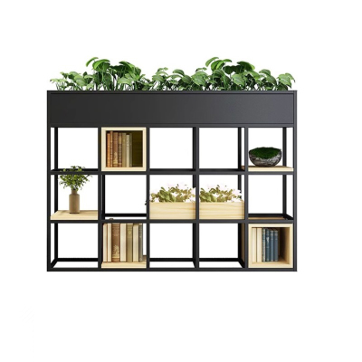 易企采 25*150*110CM 办公室铁艺花槽架屏风隔断置物架餐厅隔断围栏绿植花架隔断柜