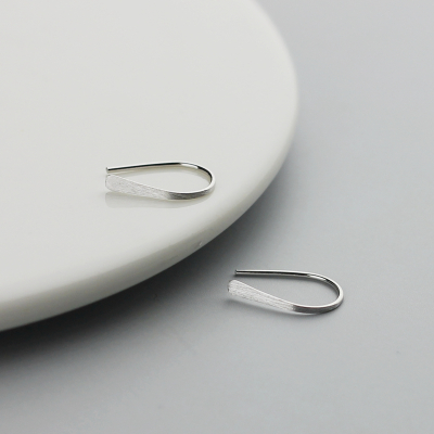 新款银饰耳钉女纯银个性简约耳环百搭防过敏925纯银耳饰磨砂耳钩送女朋友老婆情人节七夕生日礼物