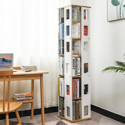 实木旋转书架置物架卧室360度书柜简约现代小落地简易省空间