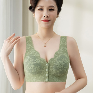 妈妈内衣前扣文胸无痕聚拢老年人背心中年妇女无钢圈背心式胸罩女