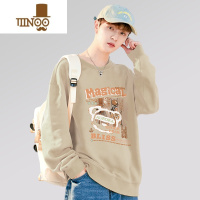 YANXU卫衣男士款2023新款圆领宽松秋季上衣港风潮流青少年无帽外套