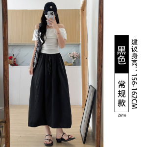 灰色工装半身裙女2026新款夏季薄款高腰a字长裙山本裙伞裙大摆裙