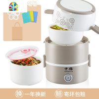 电热饭盒保温可插电加热蒸煮热饭带饭锅桶上班族便携带饭便当 FENGHOU 咖色陶瓷双层+餐具