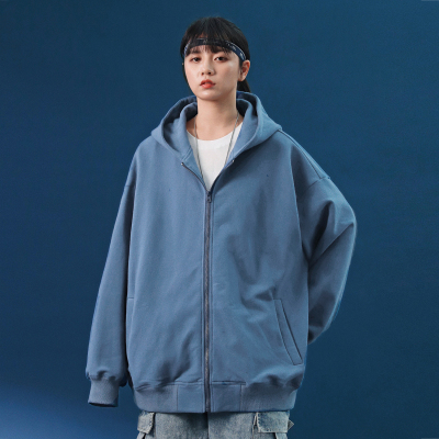 FISHBASKET2020新款加绒加厚开衫卫衣女宽松拉链连帽外套上衣卫衣女