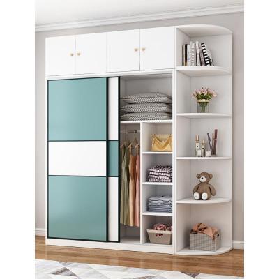 推拉衣柜实木现代简约出租房组装家用卧室小柜子经济型简易衣橱