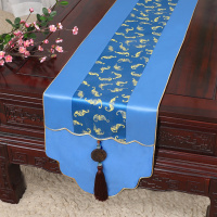 美帮汇新中式古典玉桌旗茶几长条布艺中国风桌布床柜旗电视柜盖布 如意百福 34*250适合桌长190-200CM
