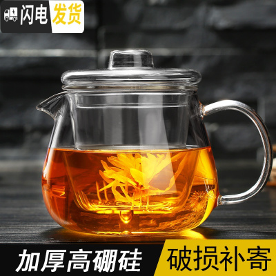 三维工匠耐热玻璃杯 花茶杯带把带盖过滤泡茶杯男女式办公水杯茶具加厚 企鹅杯550