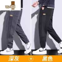 YANXU男士休闲裤2023新款束脚宽松青少年运动加绒工装裤子男裤秋季