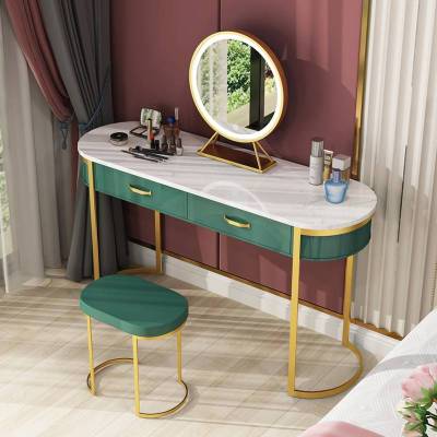北欧绿色梳妆台现代简约网红化妆台书桌一体小户型卧室玄关