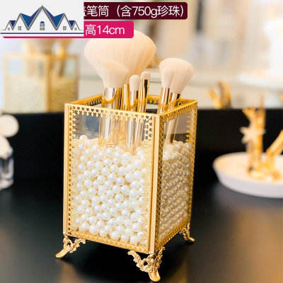 化妆刷桶ins美妆刷筒收纳盒玻璃透明刷筒彩妆刷子桌面收纳盒带盖 三维工匠