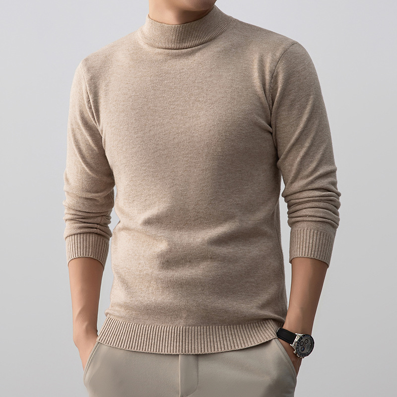 毛衣男秋冬新款特种纱半高领纯色休闲打底男士针织衫