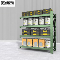 戴劲货架仓储仓库置物架超市快递铁架子储藏室军绿色货架副架(150*60*200cm-600KG/层)